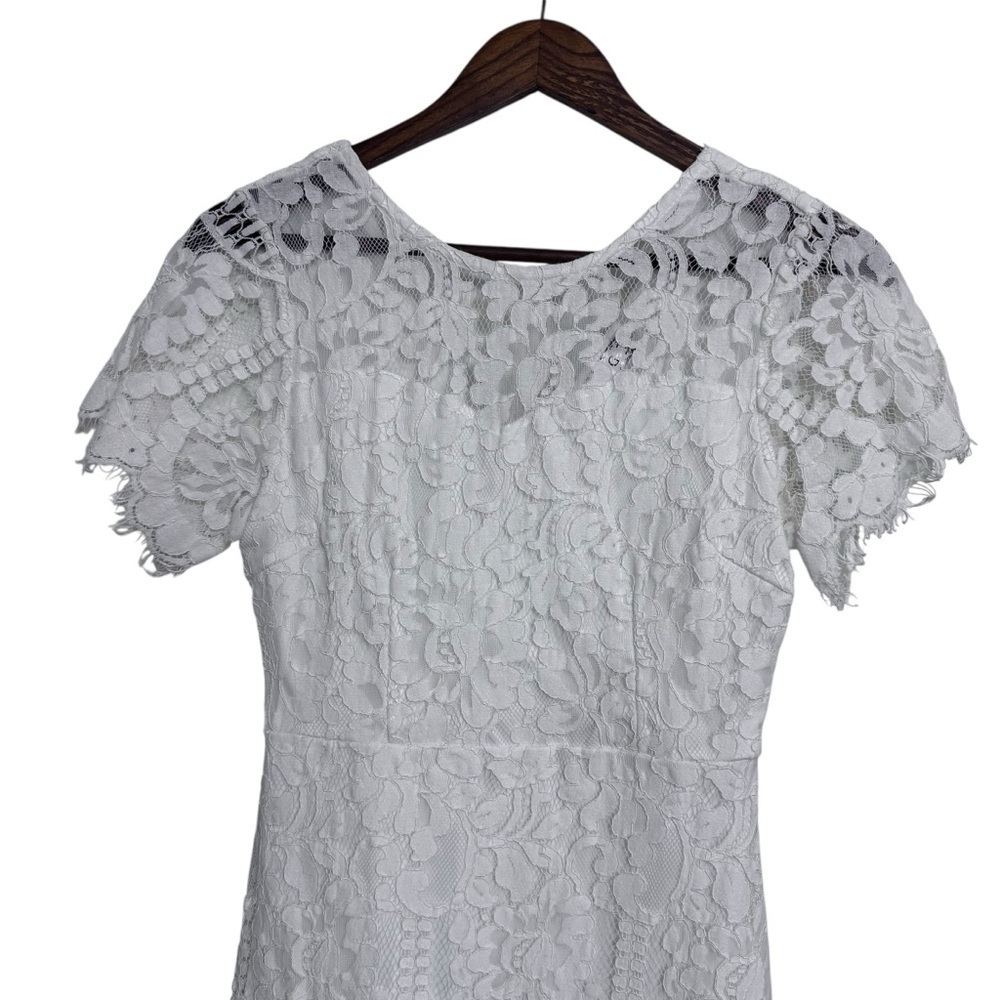 MSLG Elegant White Lace Midi Dress - Picture 6 of 15